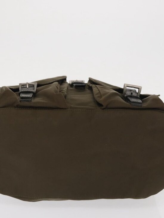 PRADA Backpack Nylon Khaki Silver Auth 168394 main image 4